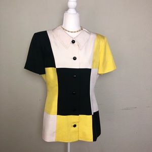Kelly Graham Vintage Top ColorBlock Button Up 14